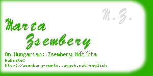 marta zsembery business card